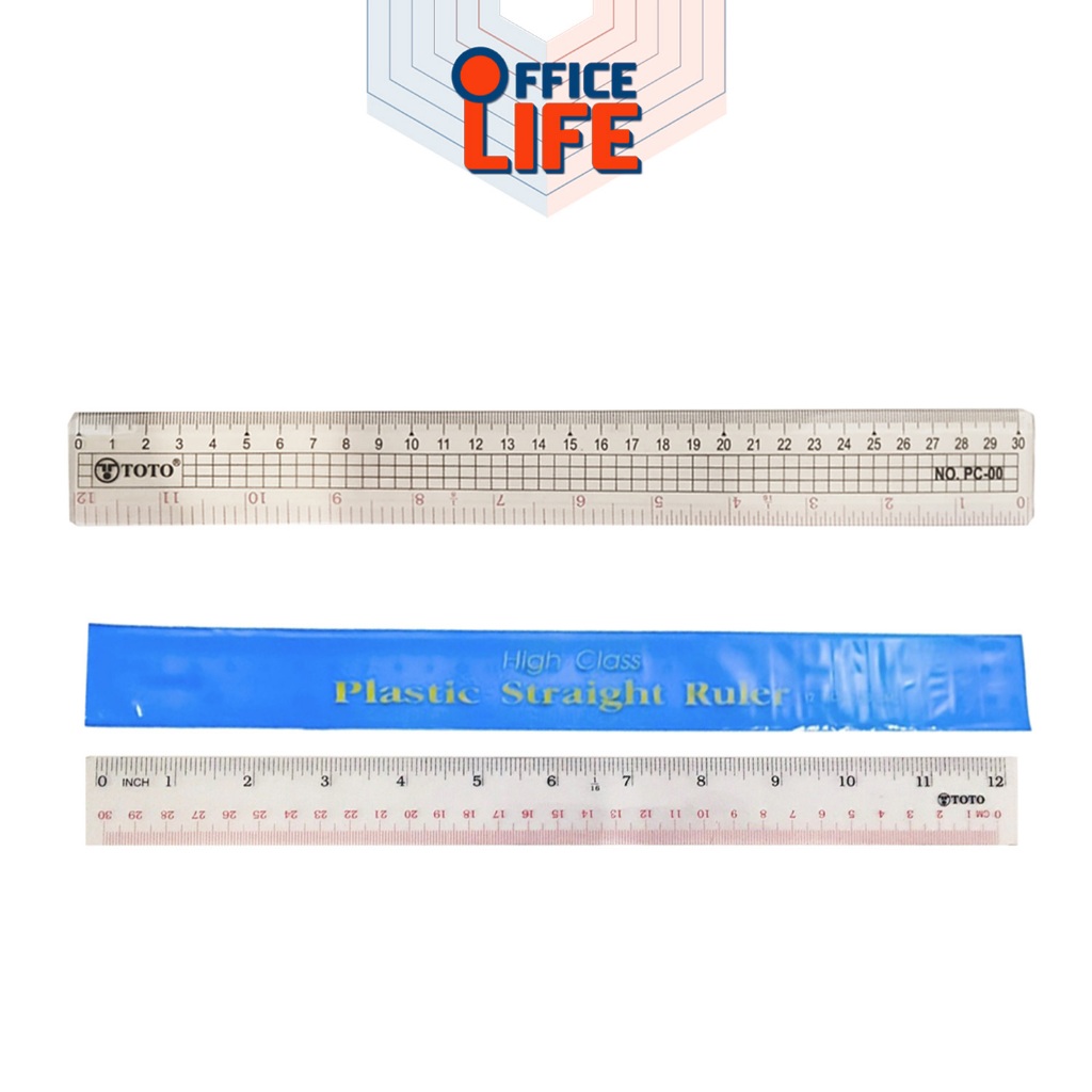 รบกวนสั่งสินค้ามากกว่า 2 ชิ้น  TOTO (โตโต้) ไม้บรรทัดพลาสติก ขนาด 12 นิ้ว 30 cm แบบแข็ง / แบบอ่อน ( 1 ด้าม )