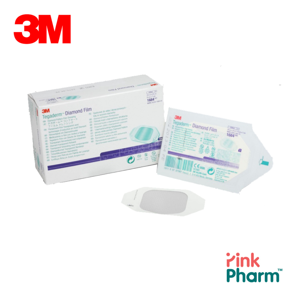 3M 1684 TEGADERM DIAMOND  FILM 6CMx7CM แผ่นฟิล์มใสปิดแผลกันน้ำ รุ่นพิเศษ 1684 ขนาด 6x7 ซม.
