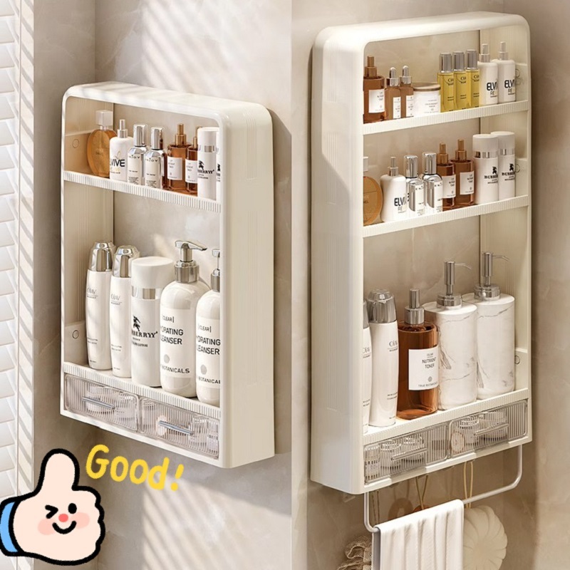ชั้นวางของติดผนัง ห้องน้ำ ชั้นแขวน ชั้นอเนกประสงค์ไม่ต้องเจาะกำแพง ทนทานแข็งแรง ชั้นติดผนัง KKHOME