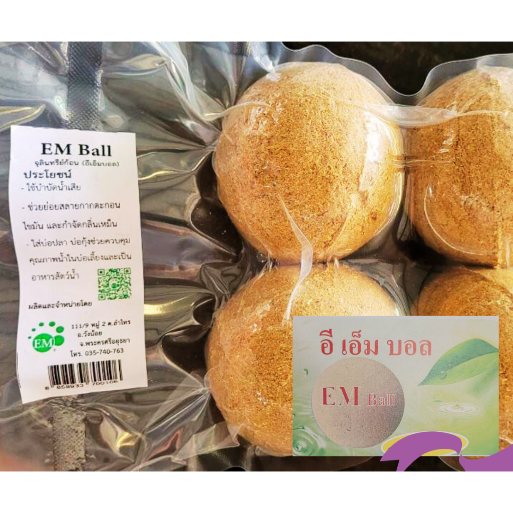 EM Ball อีเอ็มบอล แพคอย่างดี4ลูก ของแท้ 100% หัวเชื้อ ช่วยบำบัดน้ำเสีย จุลินทรีย์ก้อน