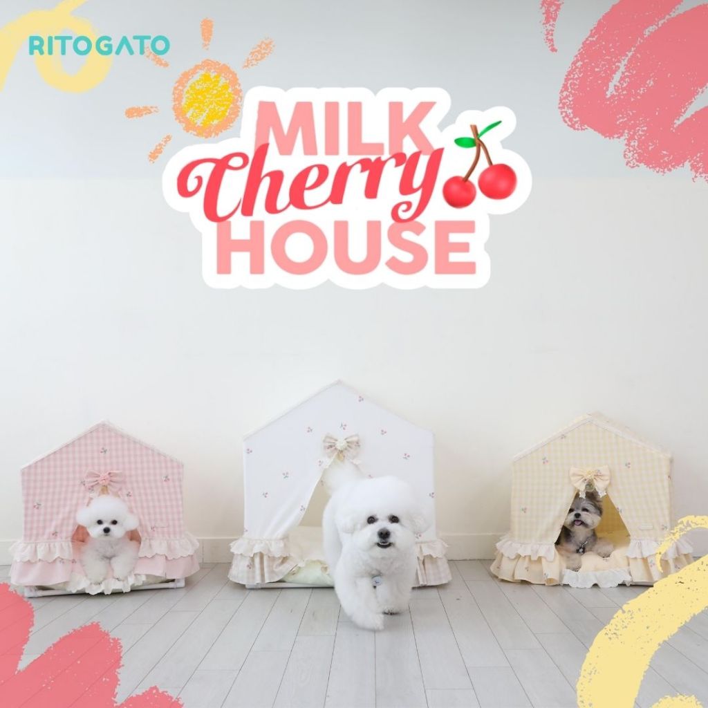 Ritogato Milk Cherry House (Cover Detachable) บ้านที่นอนสำหรับสัตว์เลี้ยง นำเข้าจากเกาหลี