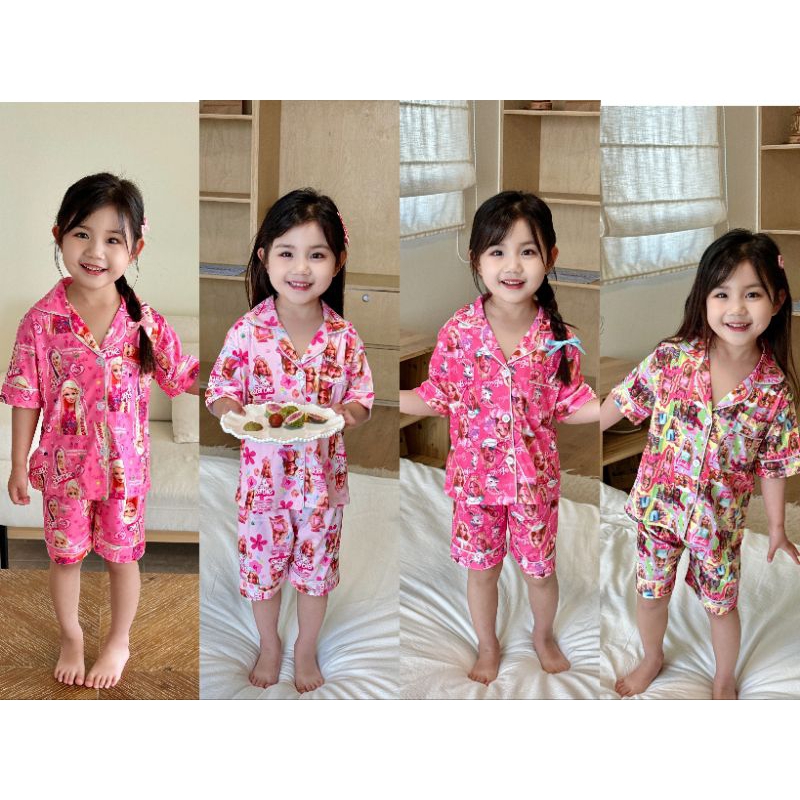 พร้อมส่งในไทย🇹🇭ชุดนอนเด็กลายบาร์บี้/ป้ายBB kids/ผ้านิ่มใส่สบาย/สินค้าถ่ายจากงานจริงค่ะ