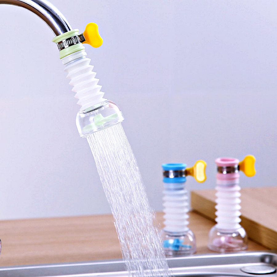 หัวก๊อกน้ํา แบบประหยัดน้ํา หัวต่อก๊อกน้ำ งอได้ หมุนได้ 360 องศา มีใบพัดในตัว  คละสี