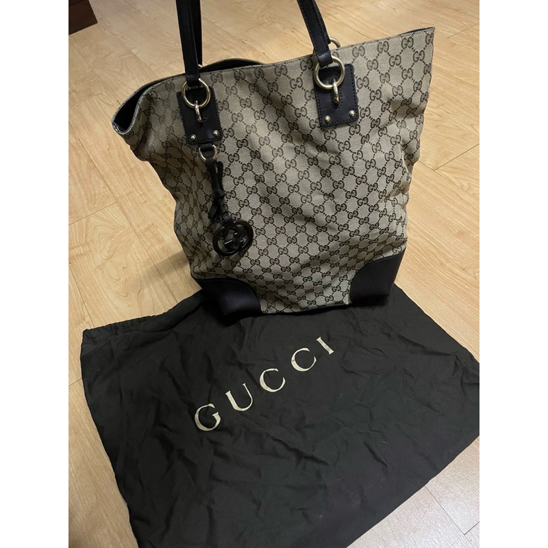 GUCCI #4 GG canvas tote bag shoulder bag 247236 beige black canvas