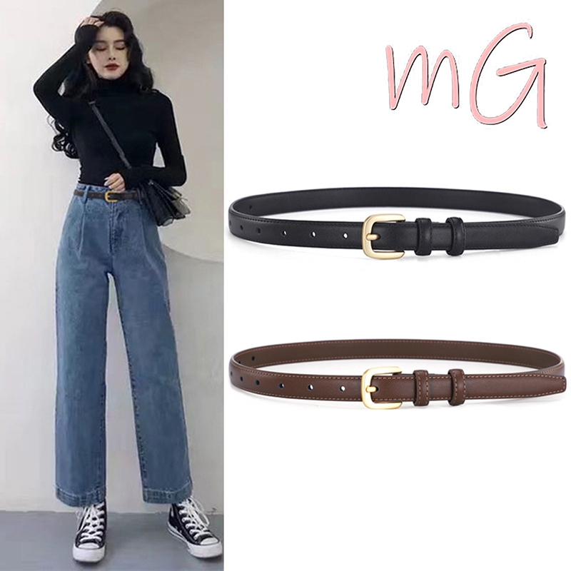 [ส่งจากกทม] My Girl เข็มขัดหนังนิ่ม หัวเข็มขัดสี่เหลี่ยม คุณภาพสูง แฟชั่น สําหรับกางเกงยีน Facebook