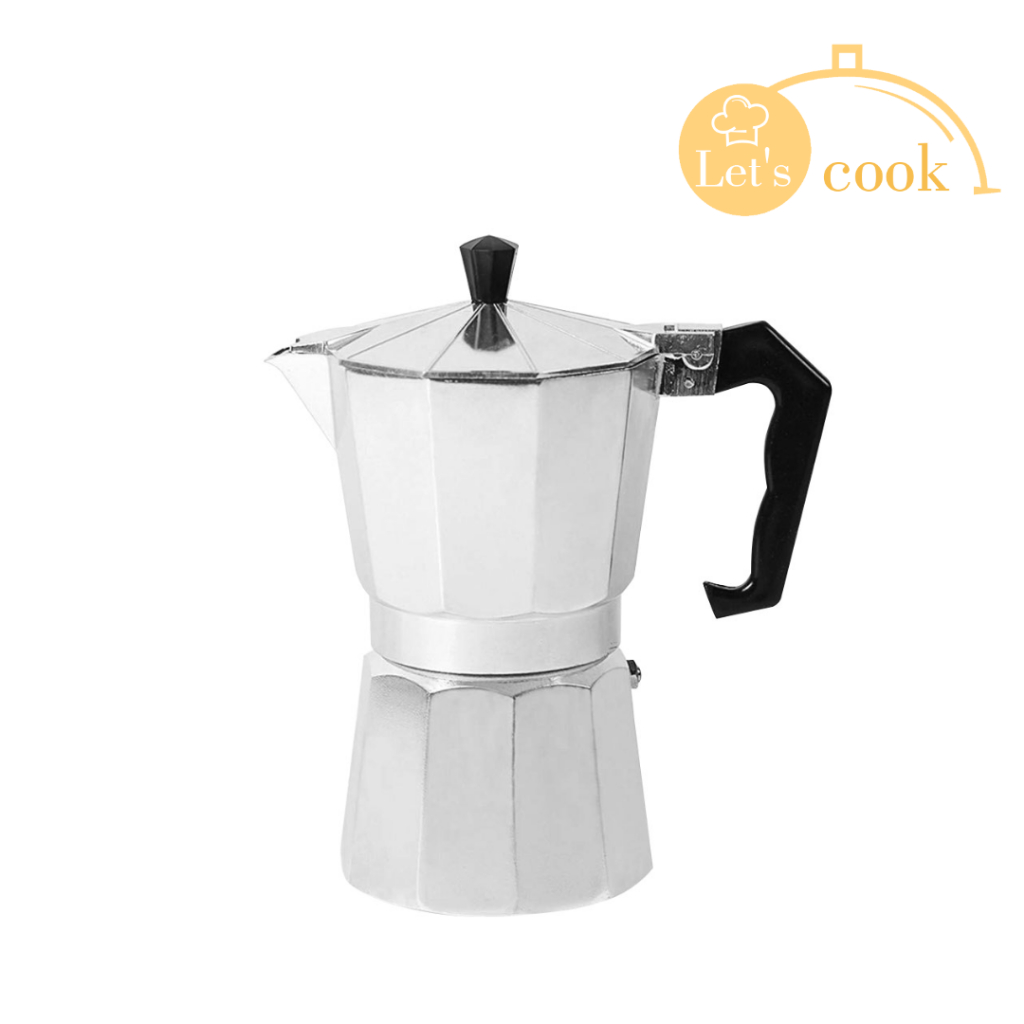 มอคค่าพอท หม้อต้มกาแฟสด Moka Pot สำหรับชงกาแฟทานเอง ใช้กับเตาแก๊ส เตาไฟฟ้า เตาอินฟราเรดได้ ชงกาแฟได้ 1-12ถ้วย Let's cook