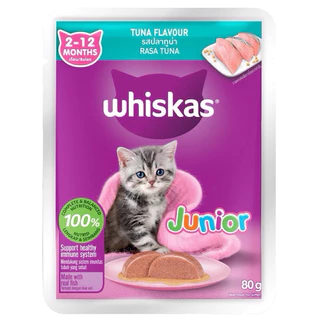 (แบบซอง) วิสกัส อาหารแมว Whiskas แบบซอง 80 กรัม. 12รสชาติ สำหรับแมวโตและลูกแมว รับประกันสินค้าใหม่