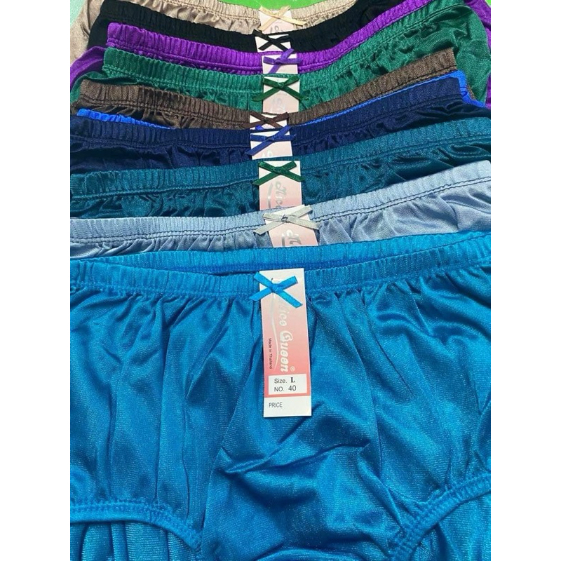 กางเกงในผ้าในล่อน-ผ้ามัน-ผ้าลื่น-คนแก่ เบอร์ M-L-XL-LL-LLL ยี่ห่อ Nice green B 100-120