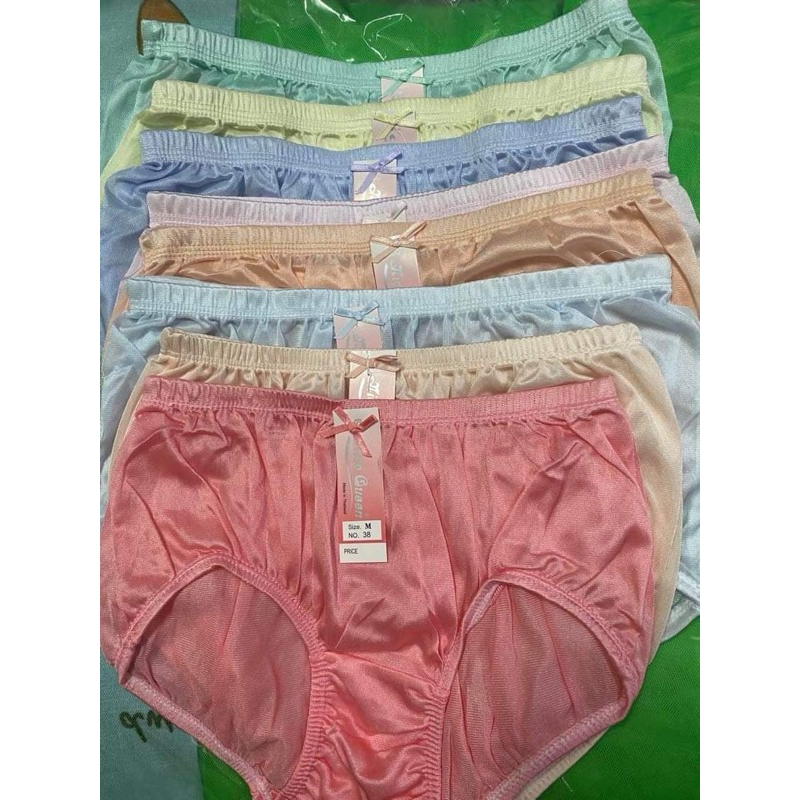 กางเกงในผ้าในล่อน-ผ้ามัน-ผ้าลื่น-คนแก่ เบอร์ M-L-XL-LL-LLL ยี่ห่อ Nice green B 100-120