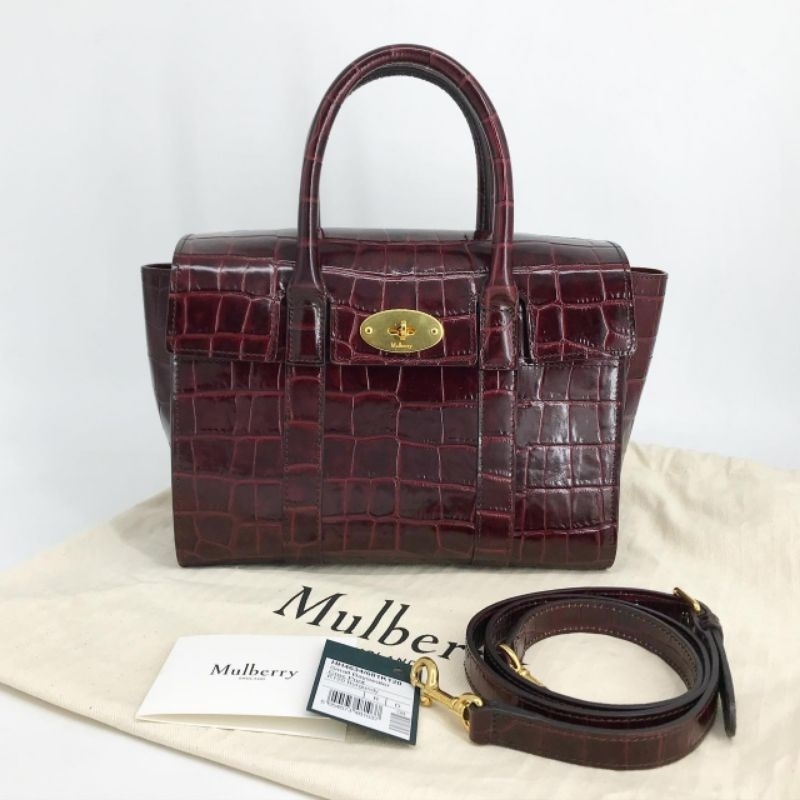 สวยไม่ซ้ำใคร(Super Like New!) Used Mulberry Bayswater Small Croc Embossed❤️❤️ สีBurgundy❤️❤️