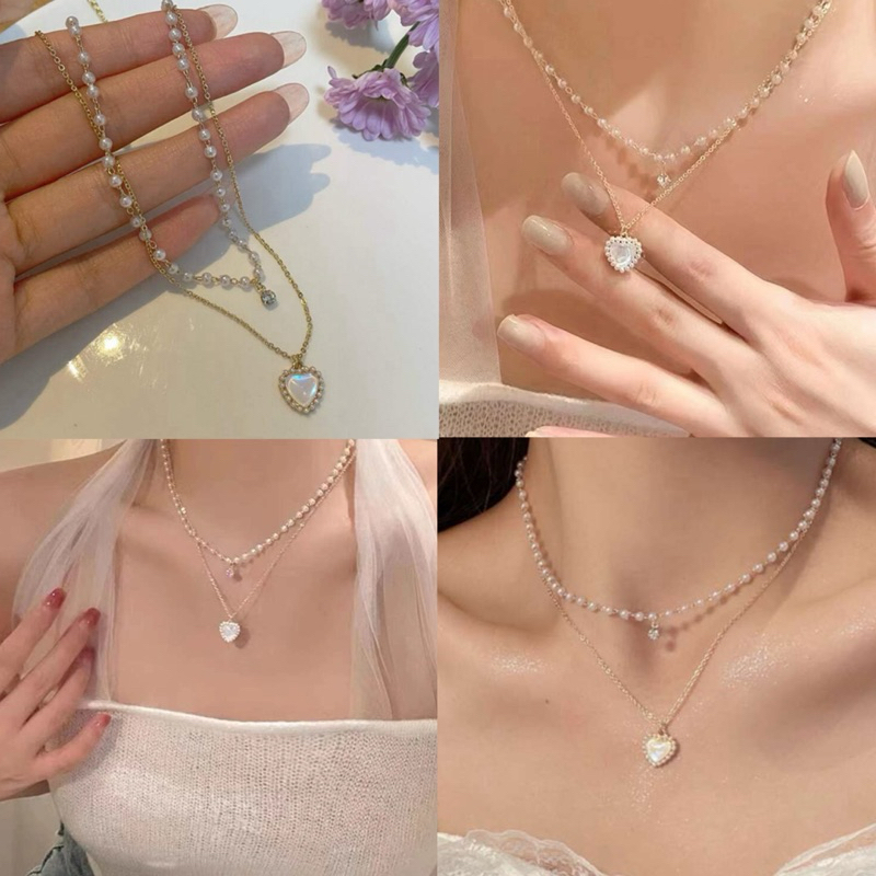 สร้อยคอ2เลเยอร์มุขจี้หัวใจ
