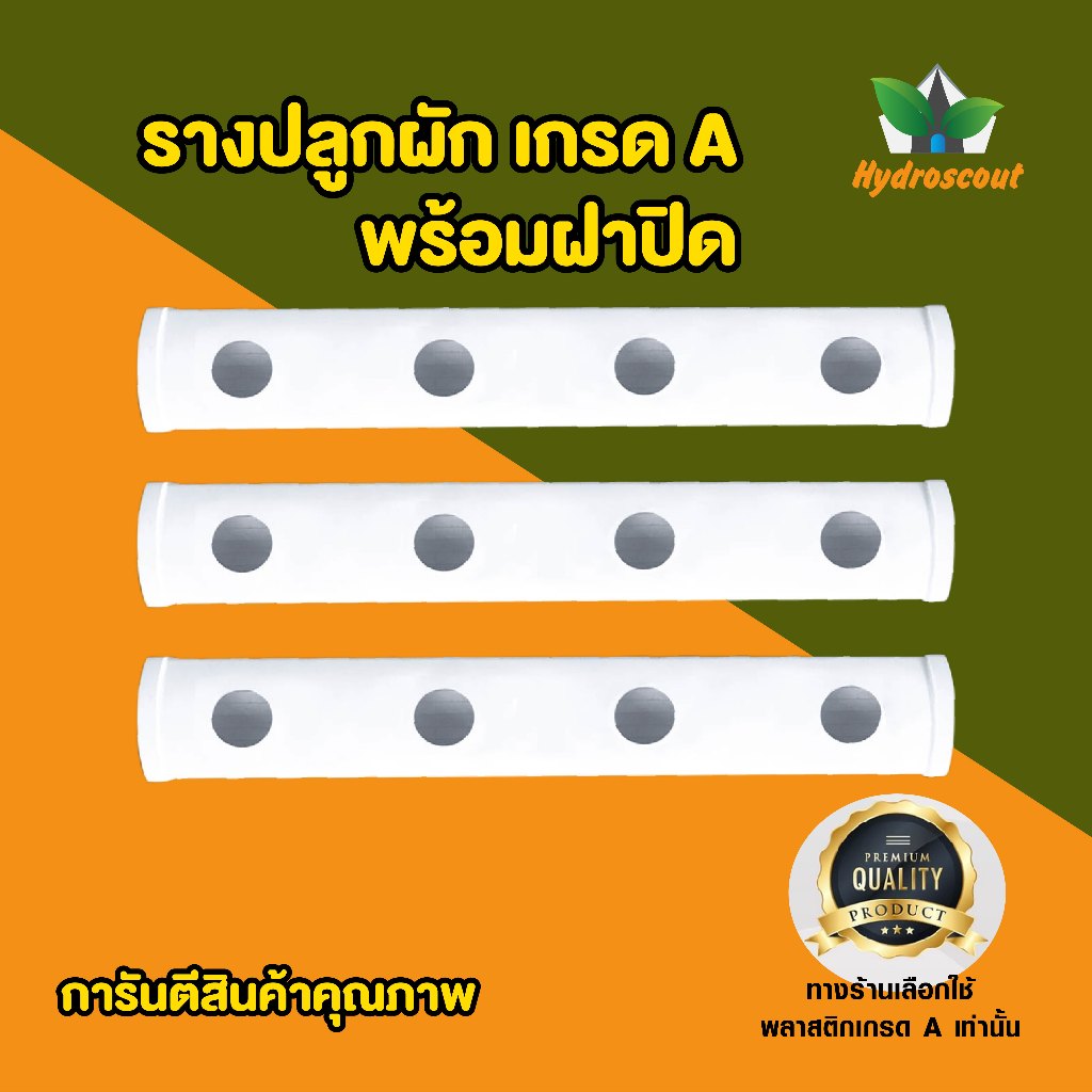 รางปลูกผักไฮโดรโปนิกส์แบบน้ำนิ่ง 60 ซม. 4 ช่องปลูก สำหรับปลูกผักไฮโดรโปนิกส์