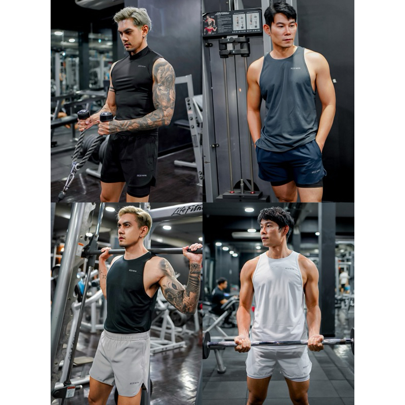 กางเกงกีฬาขาสั้นชาย 2 in 1 มีกระเป๋า2ข้าง ซับในเนื้อผ้าเย็น มี 4 สี เหมาะกับการออกกำลังกาย ฟิตเนส และวิ่ง รหัส RMG3001