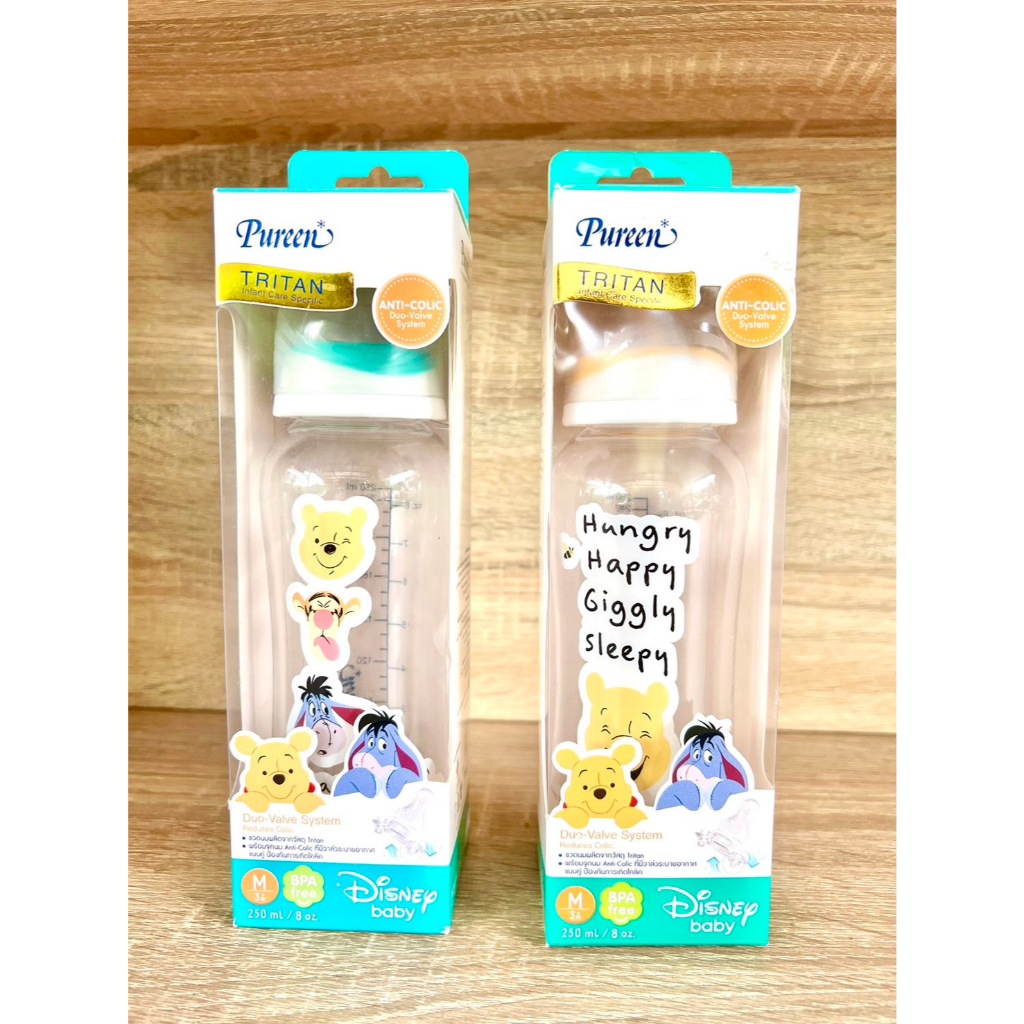 PUREEN เพียวรีน ขวดนม Tritan 8ออนซ์ พร้อมจุกนม Anti-Colic รุ่น Disney Pooh