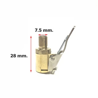 หัวเติมลม แบบกดล็อก แบบสั้น ทองเหลือง อะแดปเตอร์หัวฉีดเกลียว 7.5mm.