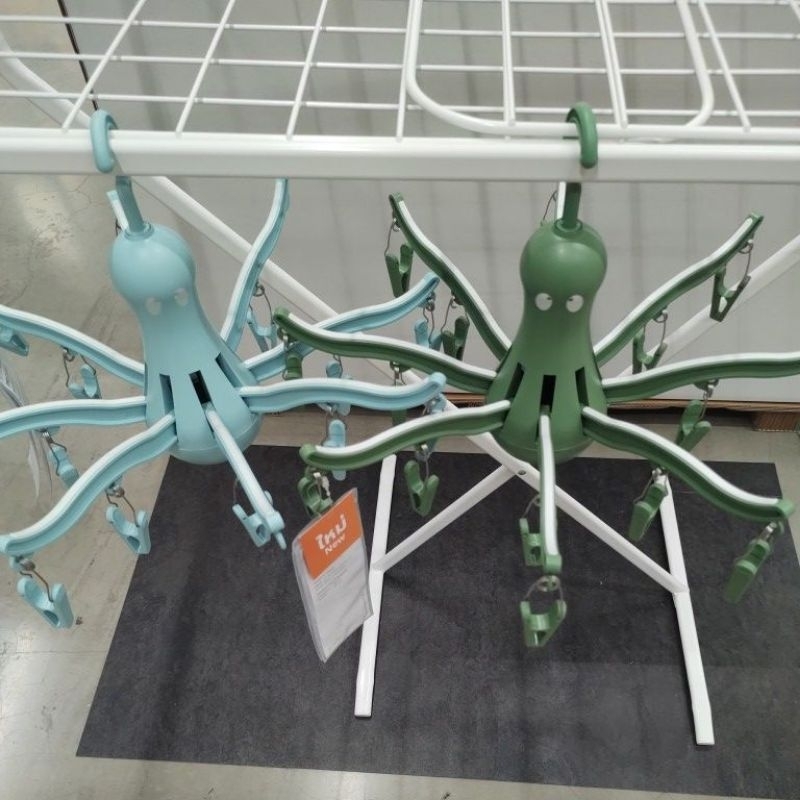 IKEA,แท้,ไม้แขวนแบบหนีบ,ที่ตากผ้าแบบไม้หนีบ16ตัวPRESSAเพรสซ่า,ที่ตากผ้าปลาหมึก