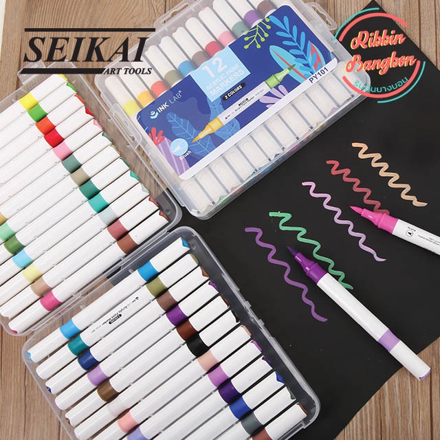 SEIKAI Acrylic Paint Marker ชุดปากกามาร์คเกอร์ ปากกาพู่กันสีอะคริลิค 24สี 48สี 72สี