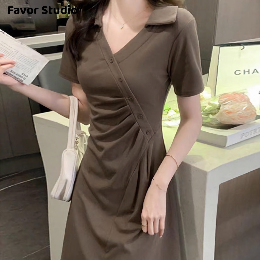 🔥70% OFF วันนี้เท่านั้น🔥40-75KGชุดเดรสพลัสไซส์ ชุดเดรสลำลองสไตล์เกาหลี ดีไซน์เพรียวบาง กระโปรงจับจีบ เชิ้ตยาวปานกลาง - รูปที่ 3