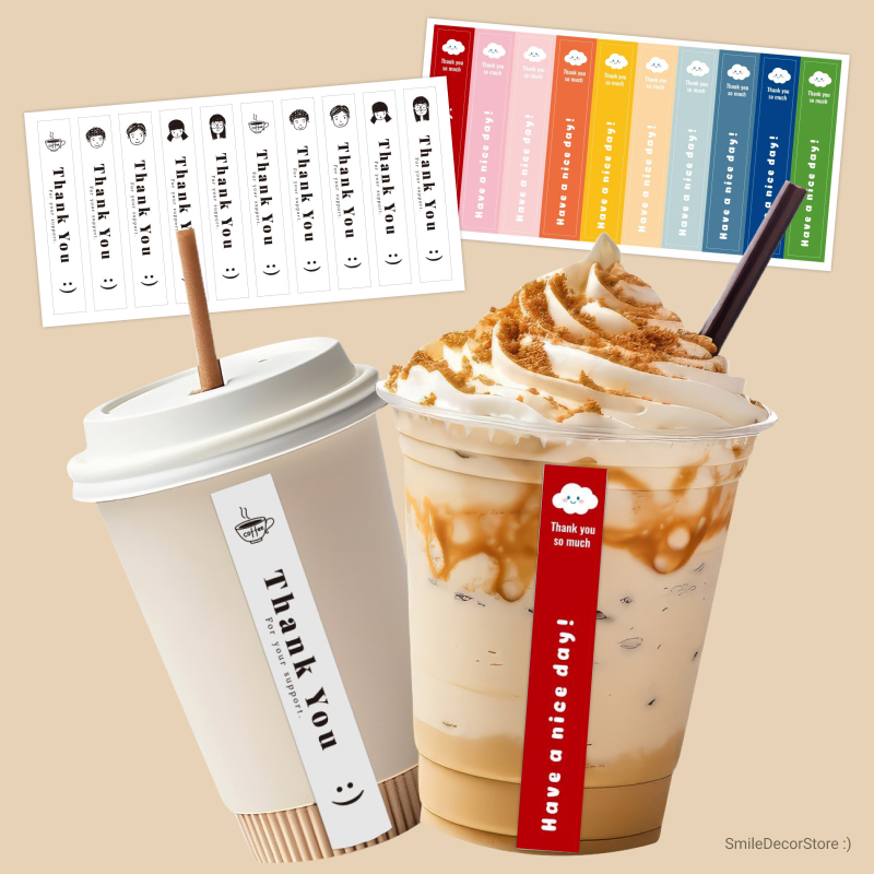 [ส่งไว] สติ๊กเกอร์ขอบคุณ แพ็ก 100 ดวง ขนาด 1.5x9 cm ติดแก้วน่ารัก ติดขนมน่าซื้อ ตกแต่งบรรจุภัณฑ์ก็ว้าว