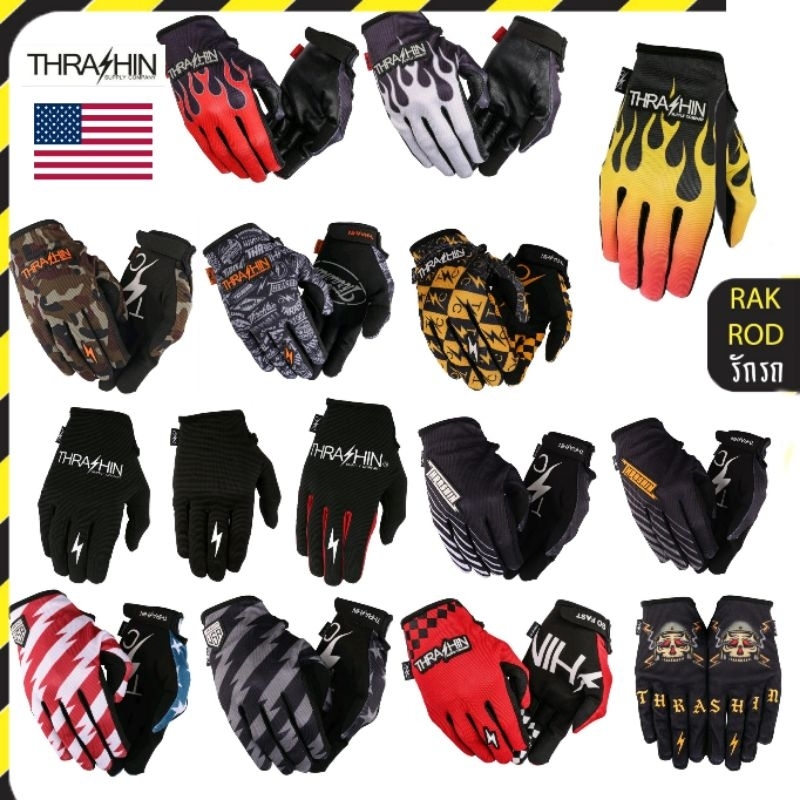 ถุงมือขี่มอเตอร์ไซค์ Thrashin แท้  ไม่อึดอัด ทัชสกรีนได้ เติมไซส์ตลอด