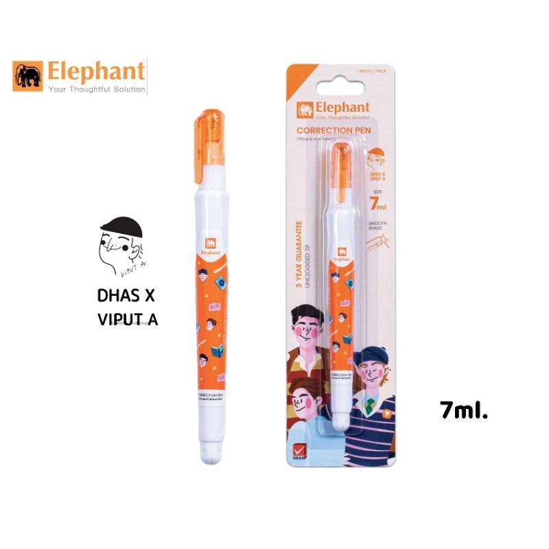 Elephant ปากกาลบคำผิด VIPUT ขนาด 7ml. ชนิดหัวเข็ม สูตรพิเศษ ไหลลื่น แห้งเร็ว บีบง่าย (ราคาต่อ 1 ด้าม)