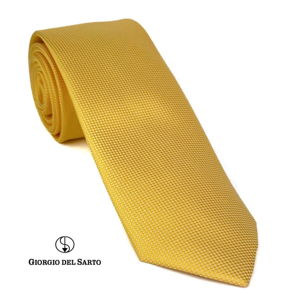 Giorgio Del Sarto Necktie 7.5 cm Yellow with Fabric Texture เนคไทสีเหลืองมีเท็กเจอร์
