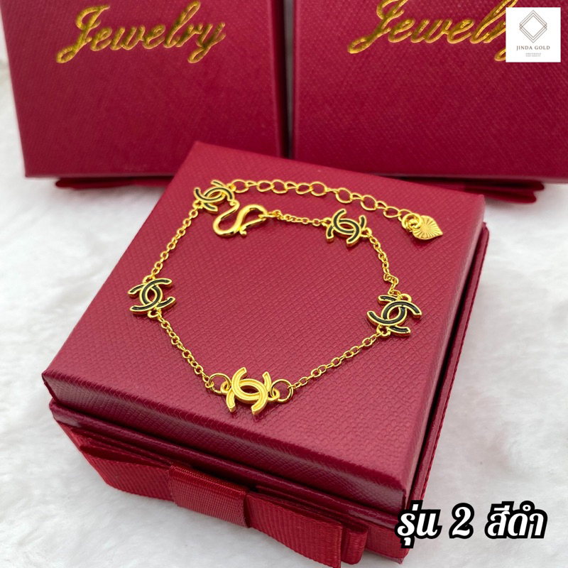ข้อมือแฟชั่น จี้ทองแท้ 99.99% น้ำหนัก 0.1 กรัม/ส่งพร้อมบัตรรับประกัน/แถมฟรีกล่องทุกออเดอร์(A050)