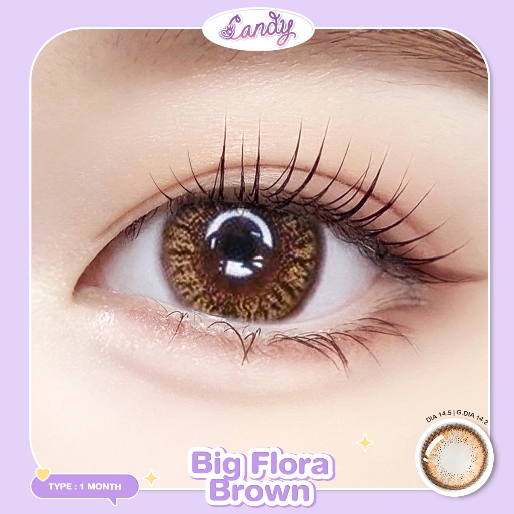 Candy lens คอนแทคเลนส์ Big flora (ขนาด 14.5) สีน้ำตาล เทา พร้อมส่งแบบปกติและสายตาสั้น (สายตาที่มีในล