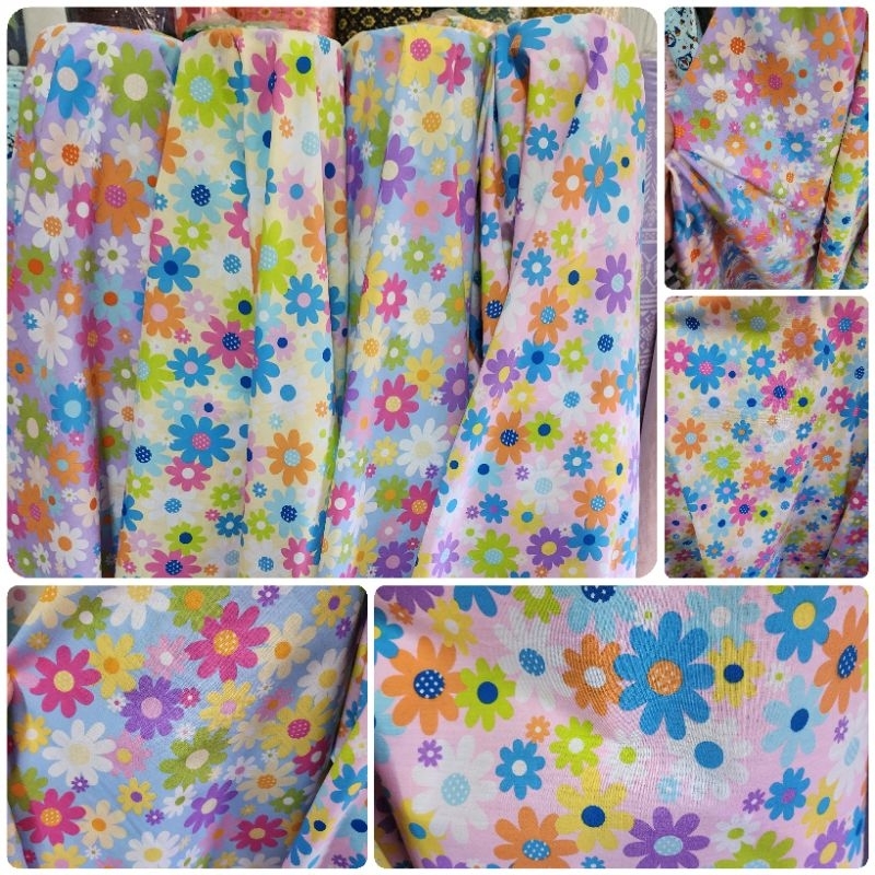 Sale ผ้าเมตร หลา ลายดอกไม้เล็ก มินิมอล วินเทจ​ ผ้าคอตตอลผสม ถ่ายพร็อพ ฉาก ผ้าปู ปูโต๊ะ หน้ากว้าง 110-115cm