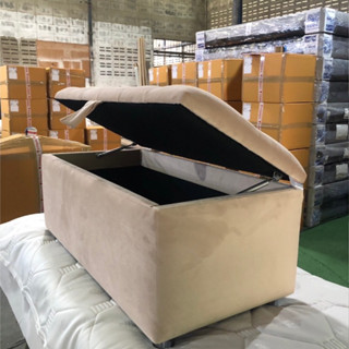 เก้าอี้สตูลนั่งเปิดเก็บของได้ยาว100cm/ ไม้จริงทั้งตัว