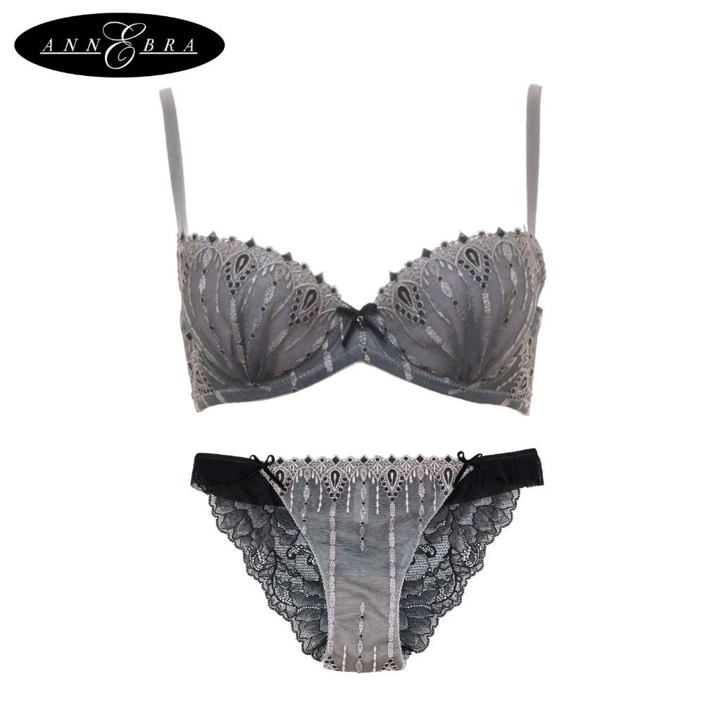 Annebra เซตบรา+กกน. บราเสริมทรง ตะขอหลัง ทรง1/2เต้า มีโครง เสริมฟองน้ำ Extra Lift Foam Bra+Panty รุ่น AB1-545/AU3-808