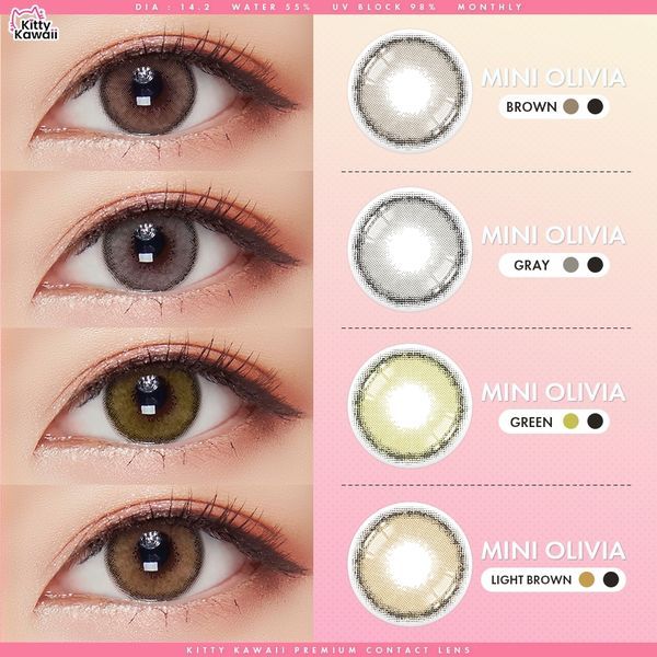 คอนแทคเลนส์ Olivia Light brown / Brown / Green ขนาดมินิ
