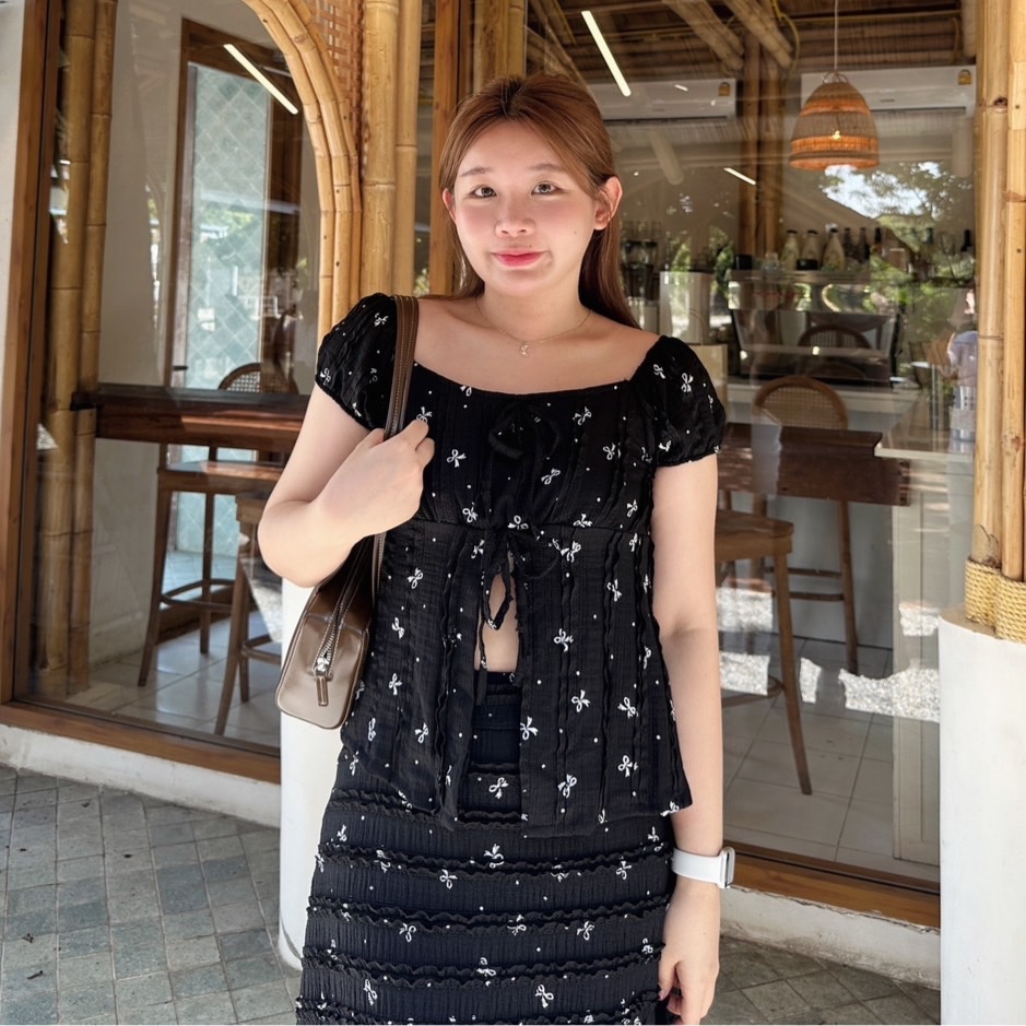 ปาดไหล่ แขนตุ๊กตา ลายโบว์