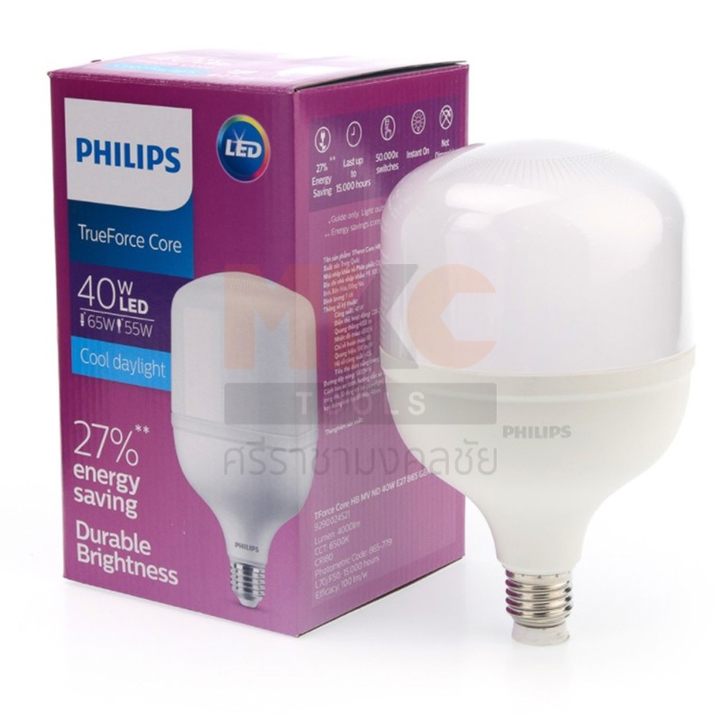 PHILIPS หลอด Tforce Core HB MV ND 40W/865 E27 4000LM
