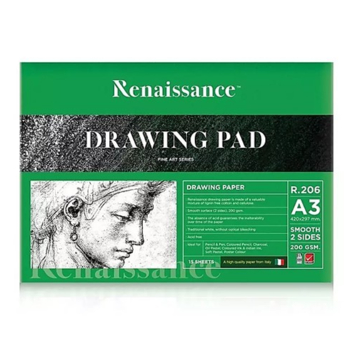 สมุดวาดเขียน Renaissance R-206 A3 ผิวเรียบ 200 แกรม