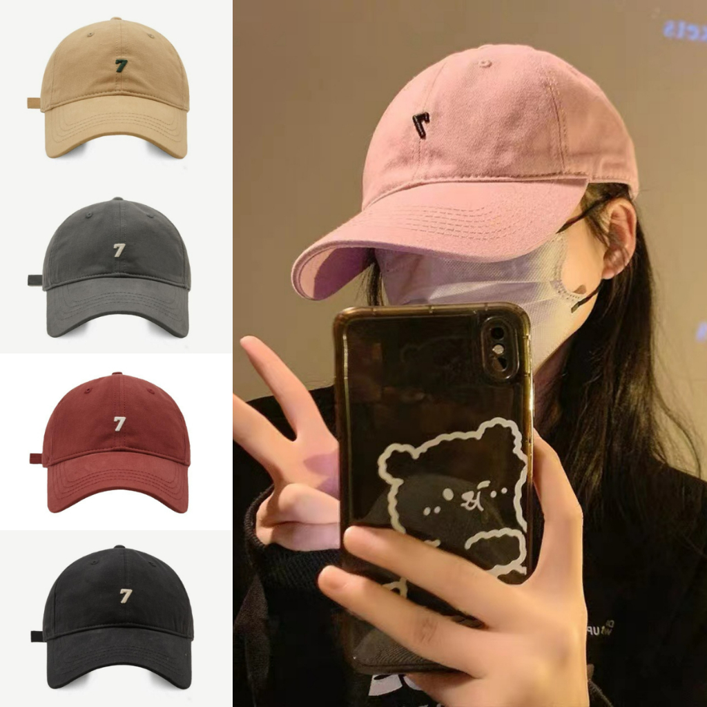 หมวกแก็ปปัก 7 มี 6สี มินิมอลสุดๆ ทรงสวยมาก ผ้า cotton ใส่สบาย หมวกสไตล์เกาหลี หมวกมินิมอล