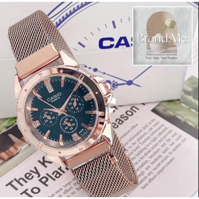 🚚พร้อมส่งจากไทย🚚 นาฬิกาคาสิโอสายเเม่เหล็กผู้หญิง ใส่สบายไม่ต้องตัดสายนาฬิกา  หน้าปัดขนาด 36 มม.