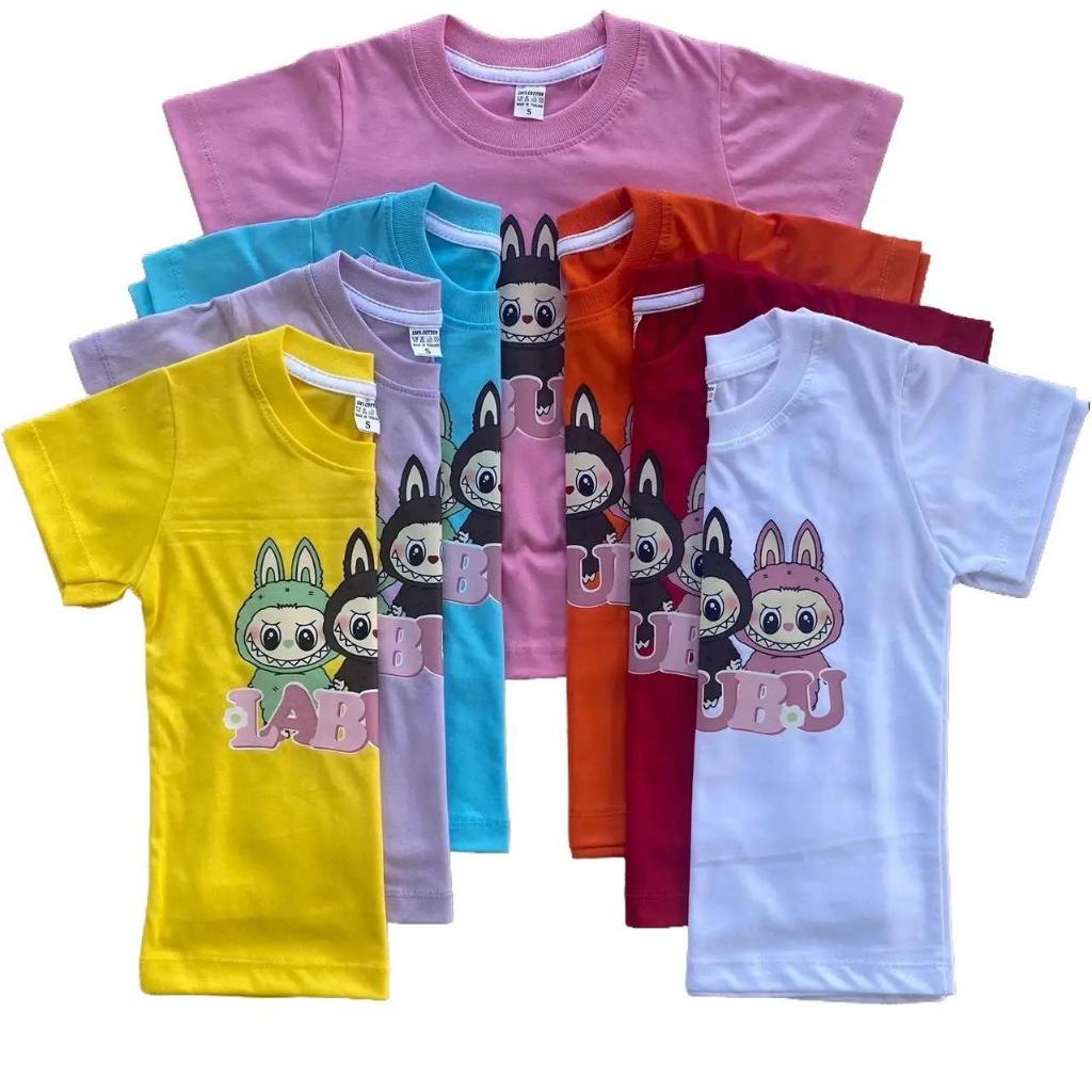 เสื้อยืด เสื้อยืดเด็ก เสื้อเดี่ยว เด็กผู้หญิง ลาบูบู้ labubu เด็กผู้ชาย คอกลม แขนสั้น ลายสกรีน ผ้า cotton 100%