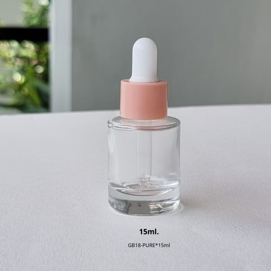 ขวดแก้วพร้อมดรอปเปอร์(ฝาสีชมพู จุกขาว)ขนาด 5ml 10ml 15ml 30ml หัวบีบหยด ใส่เซรั่ม เอสเซ้นต์ น้ำหอม ขวดแบ่ง ภาชนะ