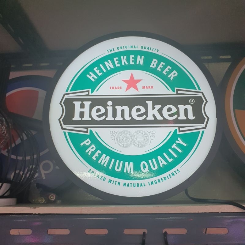 ป้ายไฟLED ไฮนาเก้น ป้ายไฟแต่งร้าน ป้ายด้านเดียว หน้าเรียบ ขนาด 30-40 ซม. Heineken  30-40cm พร้อมจัดส