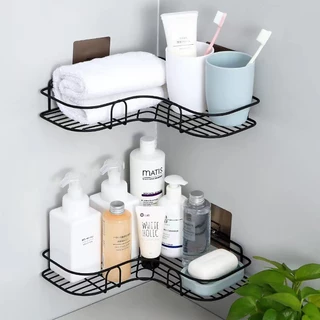 ชั้นวางของในห้องน้ำ ชั้นวางของ ไม่ต้องเจาะผนัง ที่วางของเข้ามุมสามเเหลียม ชั้นวางของในห้องน้ำชั้นวางของติดผนังเข้ามุม