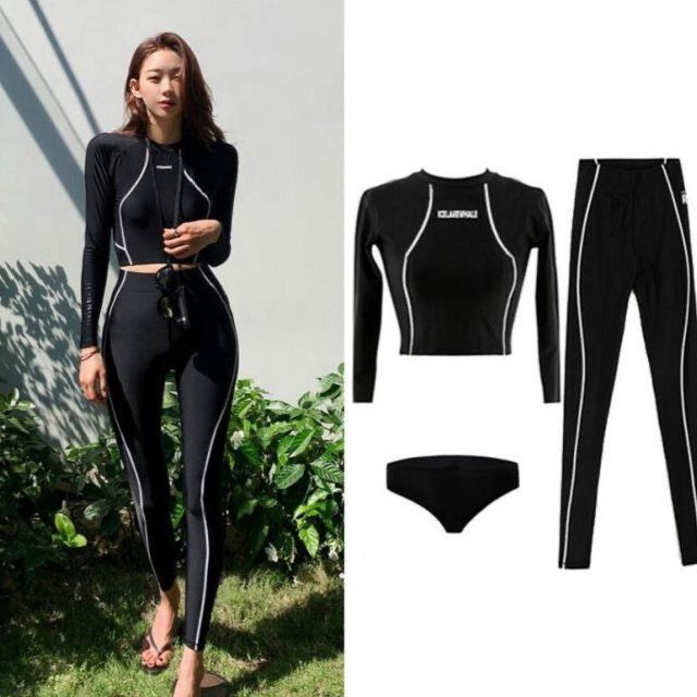Yoonik 🎉🎉ชุดว่ายน้ำ ดำน้ำ ใส่เล่นเซิร์ฟ เดินชายหาด  สวมใส่สบาย แห้งไว   Set 3 ชิ้น🏄‍♀️🏄‍♀️🏊‍♀️