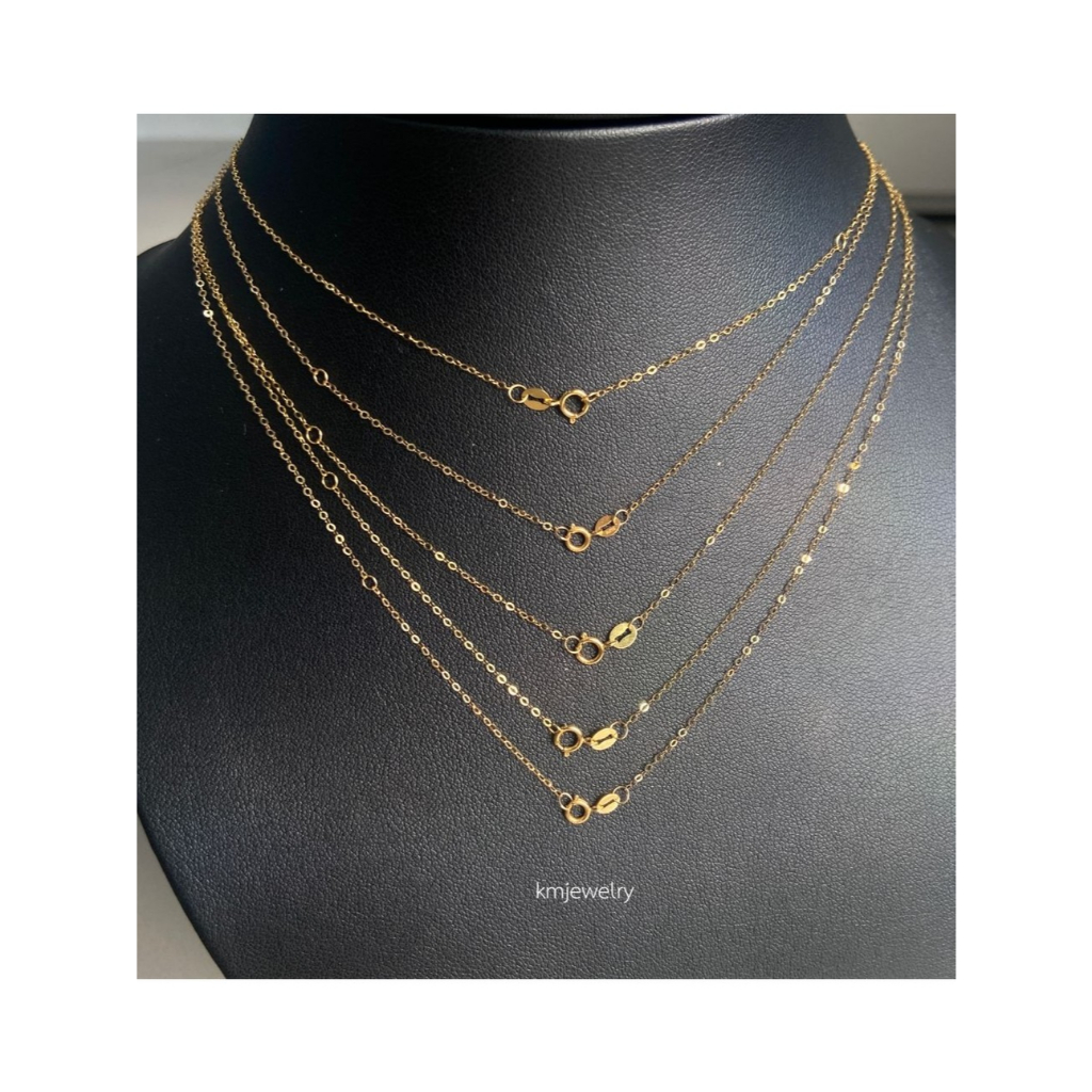 สร้อยคอทองคำแท้18k (ทองแท้75%) หนัก 0.33 g. มีใบรับประกันสินค้า