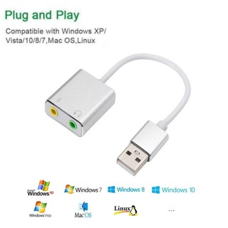USB  7.1 Sound Card 3.5MM อะแดปเตอร์เสียง USB การ์ดไมโครโฟนหูฟัง สำหรับคอมพิวเตอร์ แล็ปท็อป พีซี