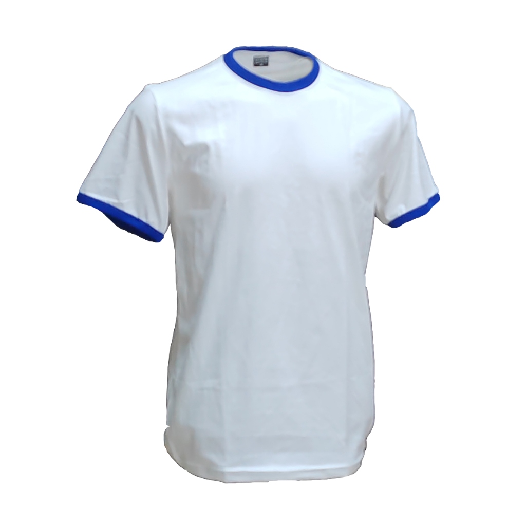 เสื้อยืดคอกลมสีขาวกุ้นน้ำเงิน เสื้อวินเทจ