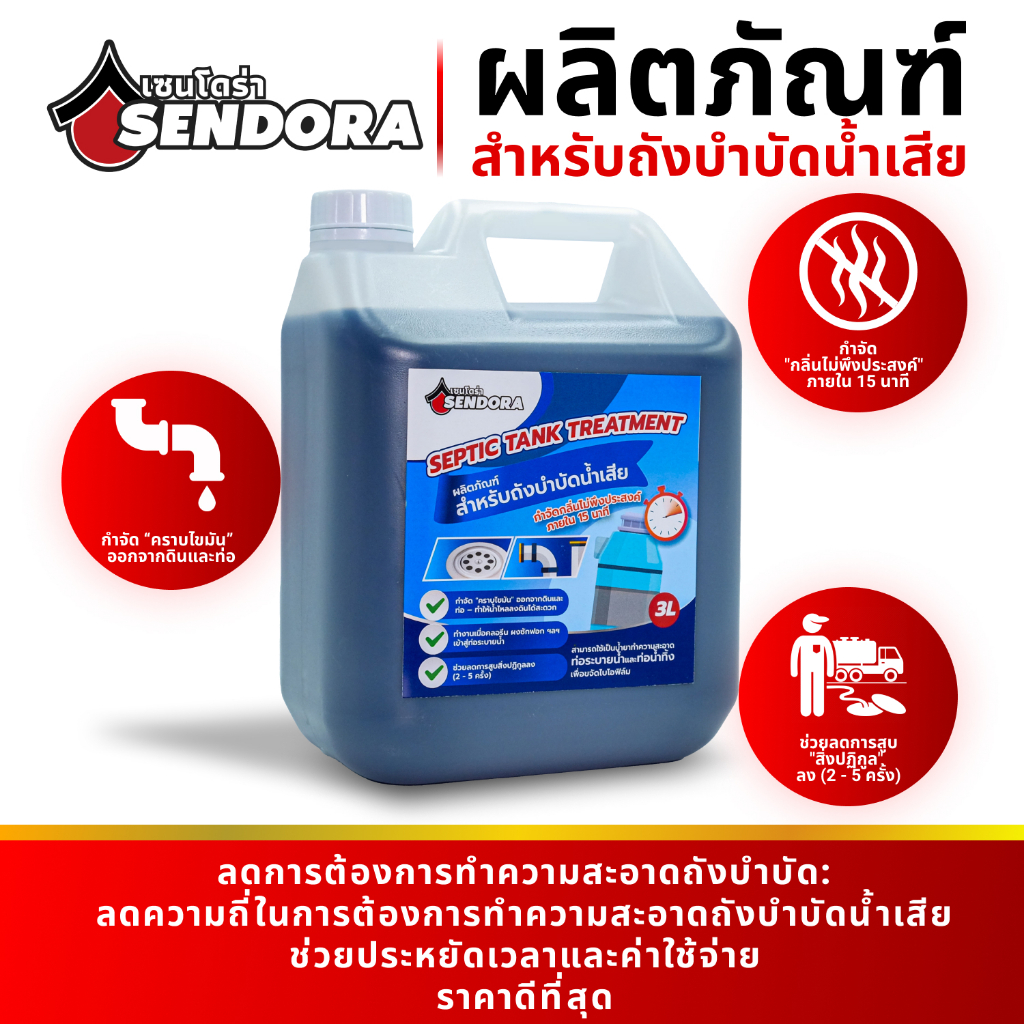 น้ำยาขจัดกลิ่นและขจัดสิ่งอุดตันในถังบำบัด น้ำยาทำความสะอาดห้องน้ำกำจัดกลิ่นเหม็นปลอดภัย เป็นมิตรกับสิ่งแวดล้อม3L