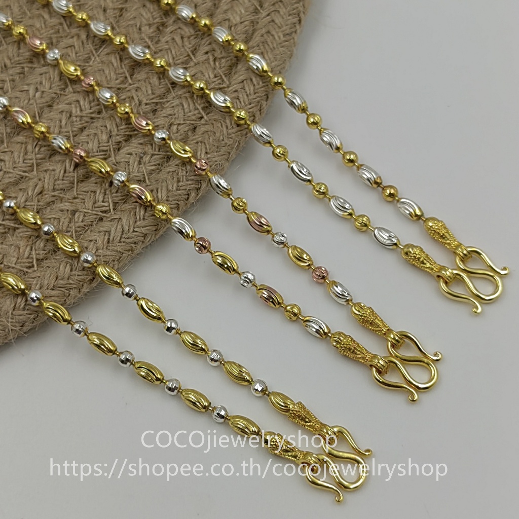 สร้อยคอ ( 2กษัตรย์/ 3กษัตรย์) เม็ดข้าว สองสี/สามสี สร้อยคอห้อยพระ สร้อยคอ สี24k ไม่ลอกไม่ดำ ราคา ถูกที่สุด ดีลบีเคเค