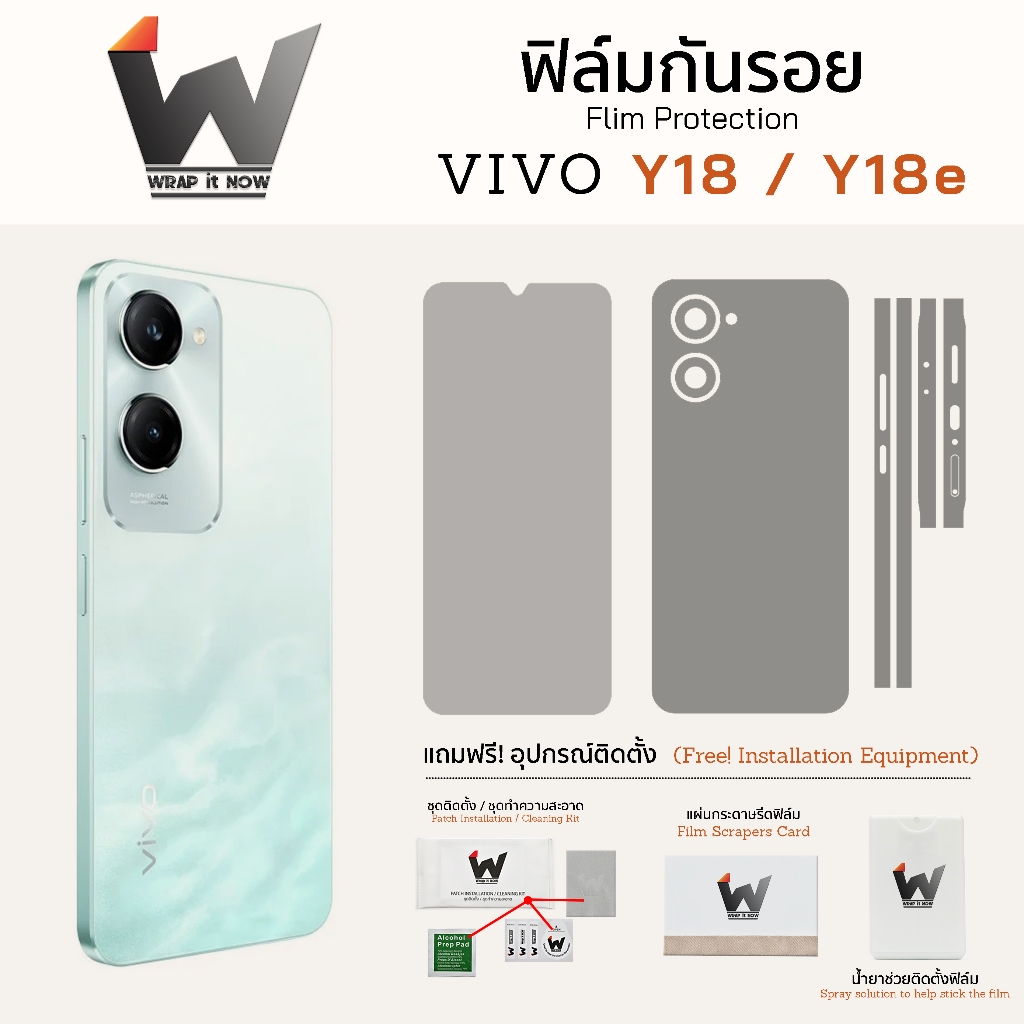 ฟิล์มกันรอย Vivo Y18 / Y18e ฟิล์มรอบตัว ฟิล์มหลัง Skin Protection ฟิล์มกล้อง ฟิล์มมือถือ วีโว่ ฟิล์ม