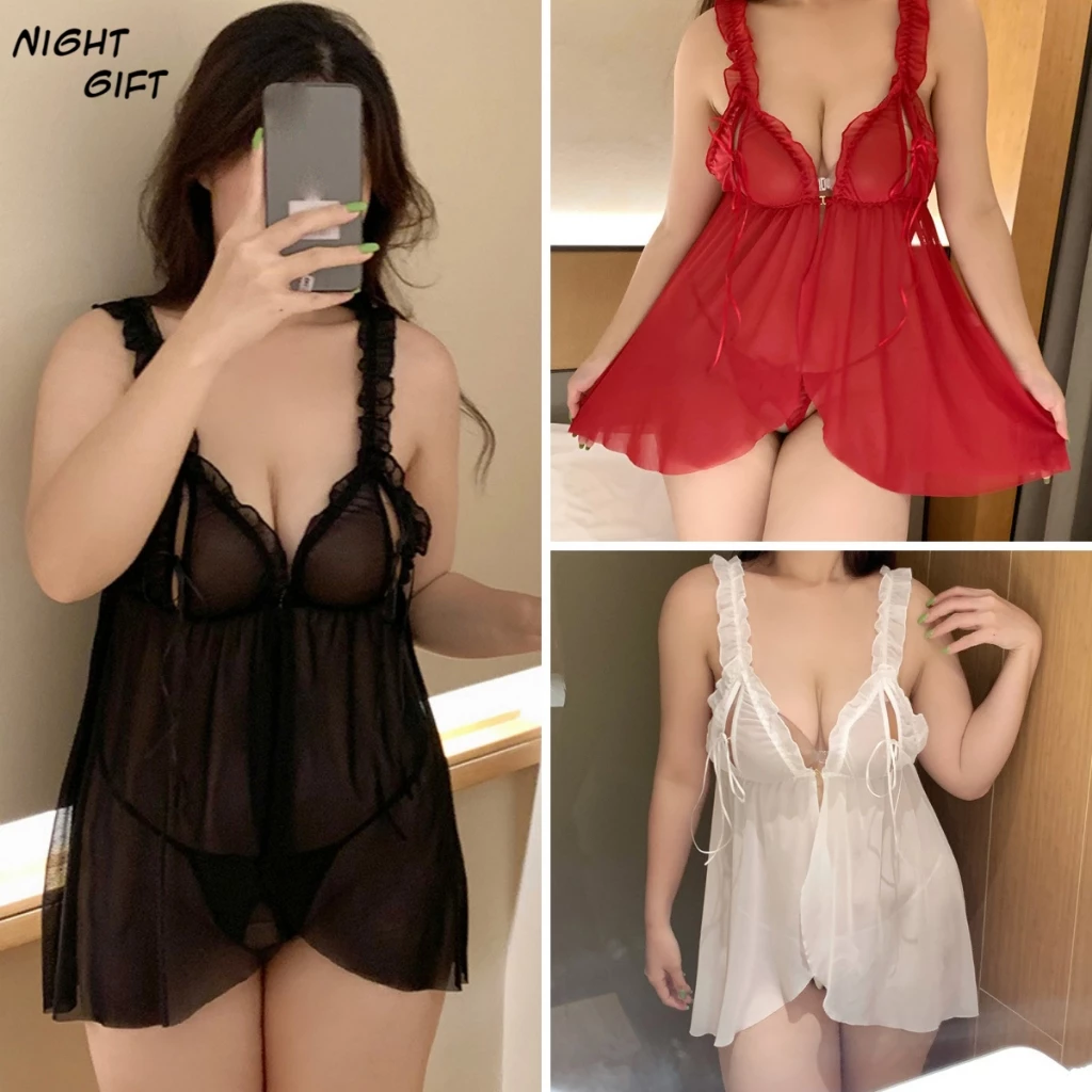 ชุดนอนเซ็กซี่ไซส์ใหญ่👗ชุดนอนซีทรู✨XXLความกว้างเป็นยางยืด🚚ส่งไวจากไทย1-3วัน (H9202)