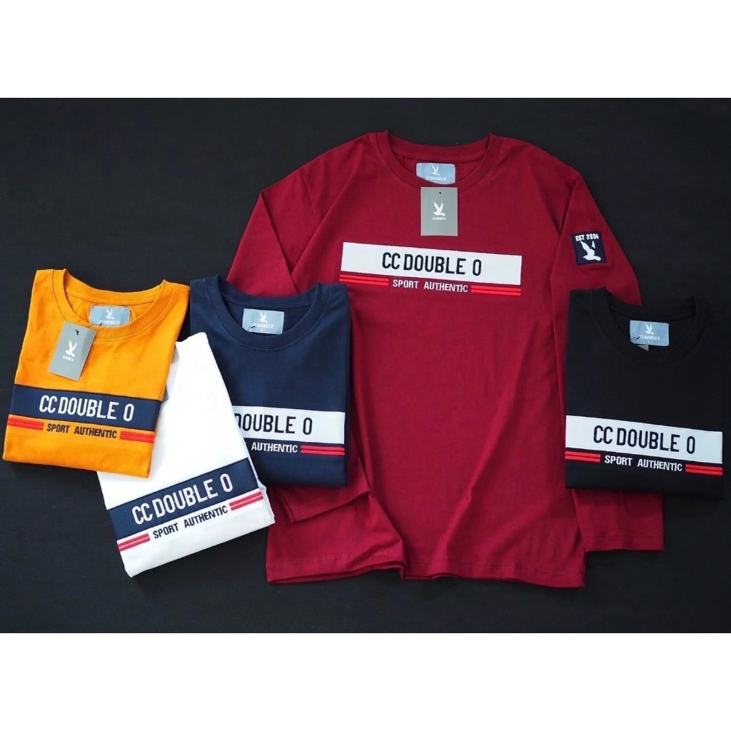 เสื้อยืดแขนยาวCC-OOปักแถบสปอร์ตS-XXLมี5สีเนื้อผ้าดีไม่หนาไม่บาง